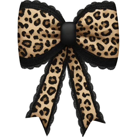 Bow with leopard print and black lace emoji