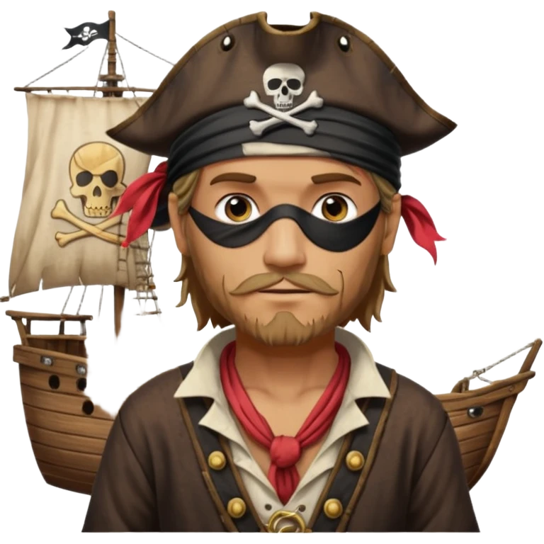 Pirat man standing ship emoji