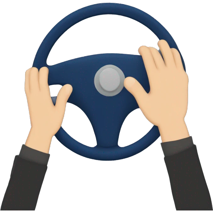 dark blue car steering wheel and a man's hand is holding it emoji