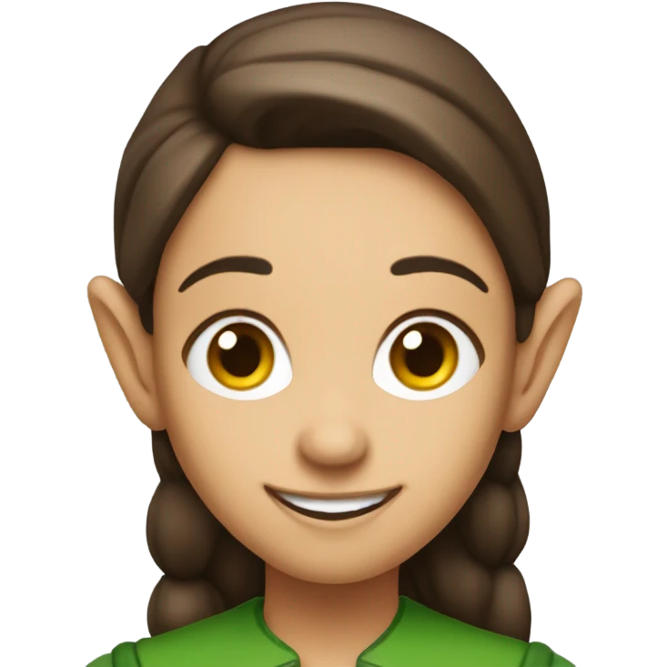 smiling brunette christmas elf with pointy ears emoji