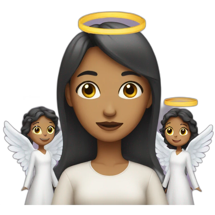 woman with three angels emoji