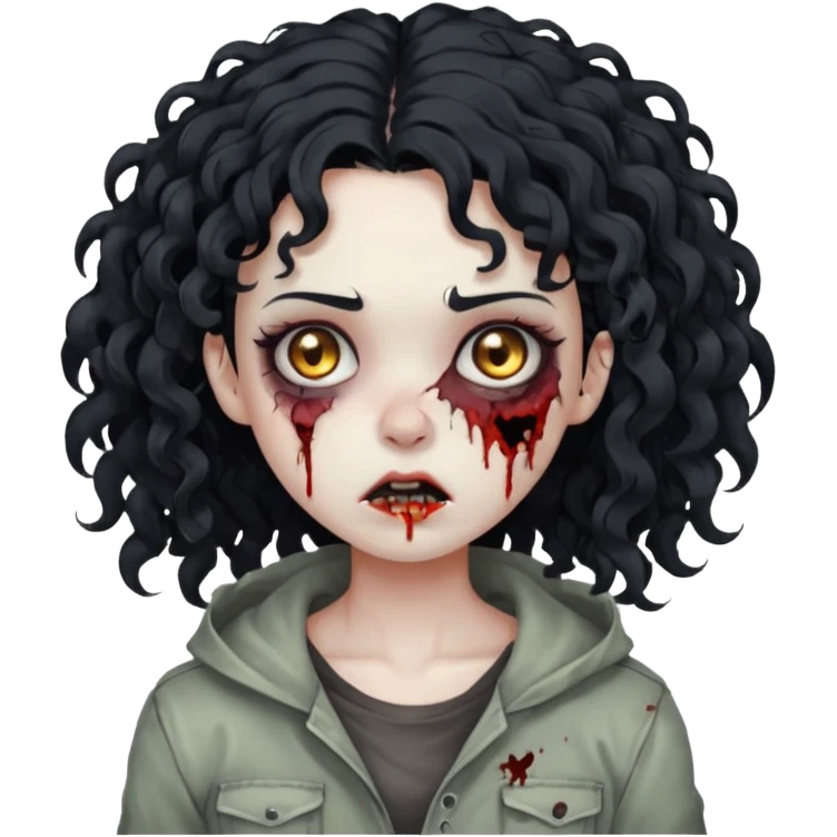 garota zumbi com cabelo cacheado preto emoji