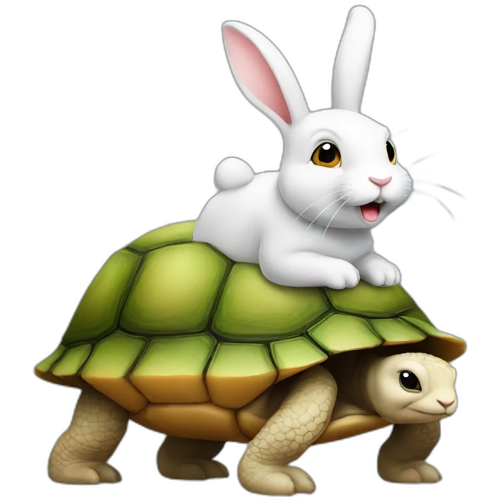 lapin sur tortue emoji