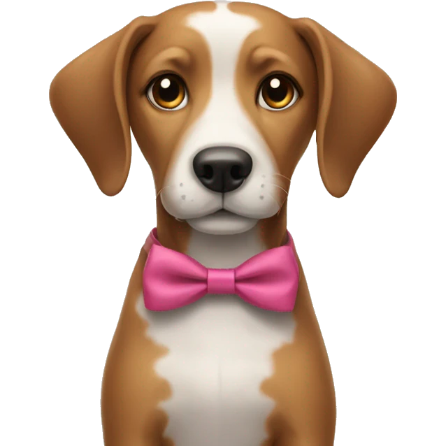 A dog wear a bow emoji