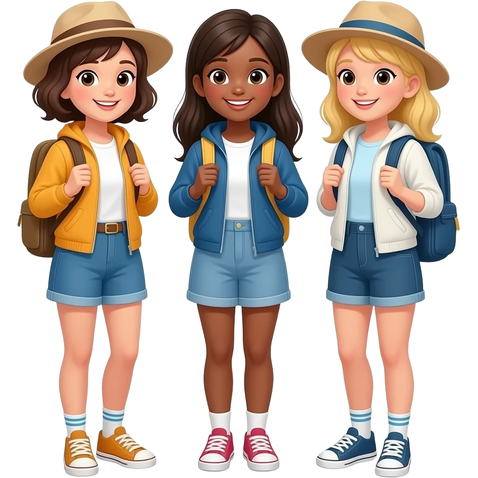 3 girls travelling emoji