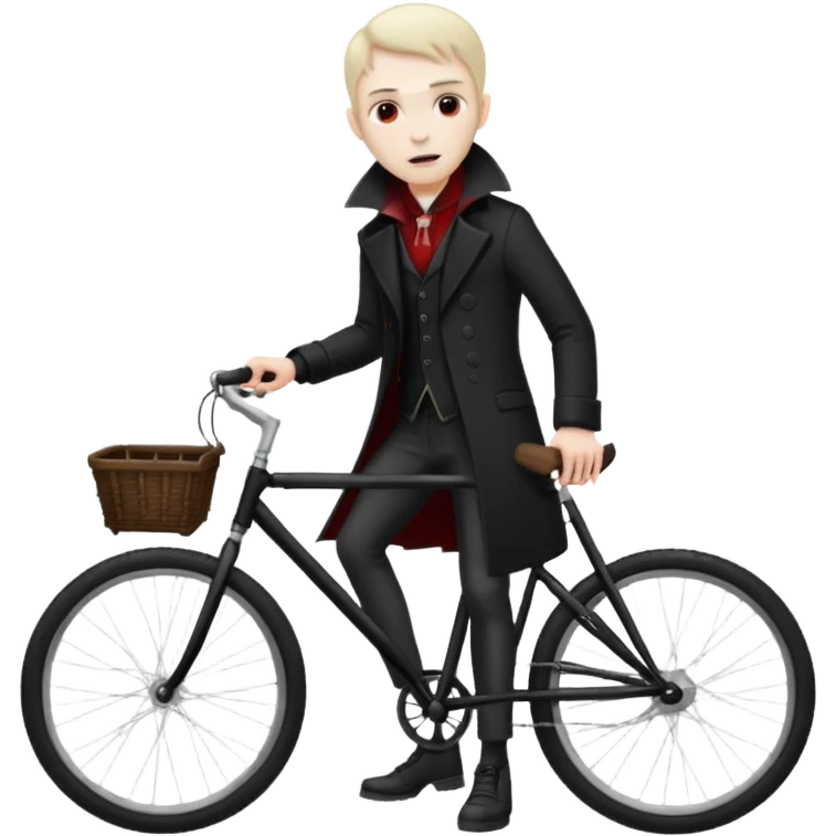 vampire stand back of the bicycle. emoji