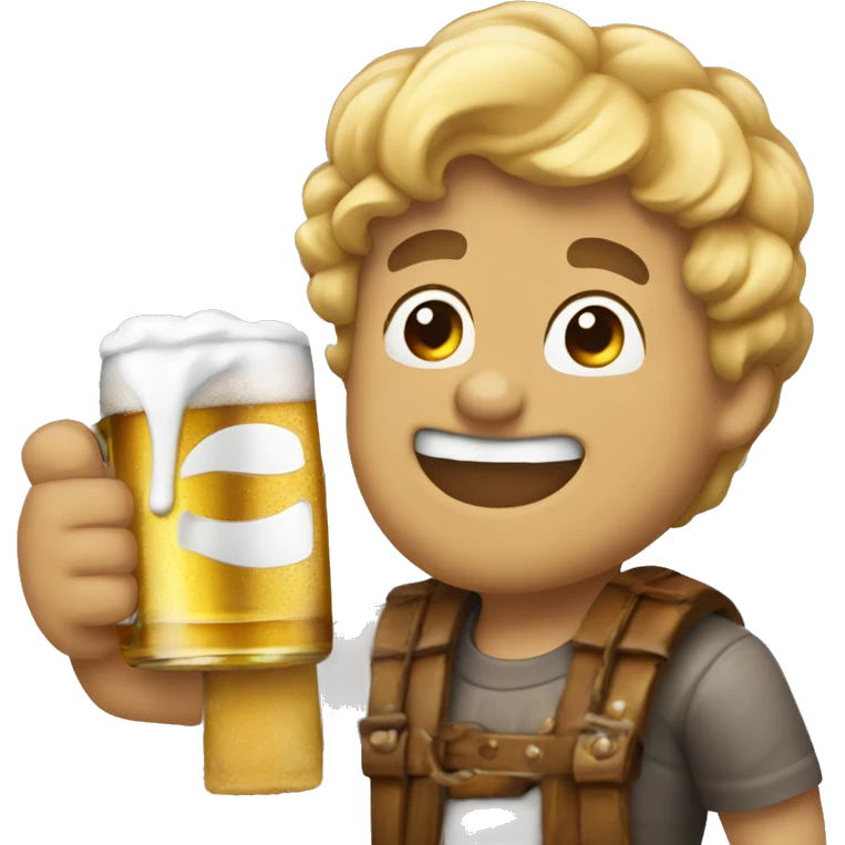 amoji sorrindo bebendo cerveja emoji