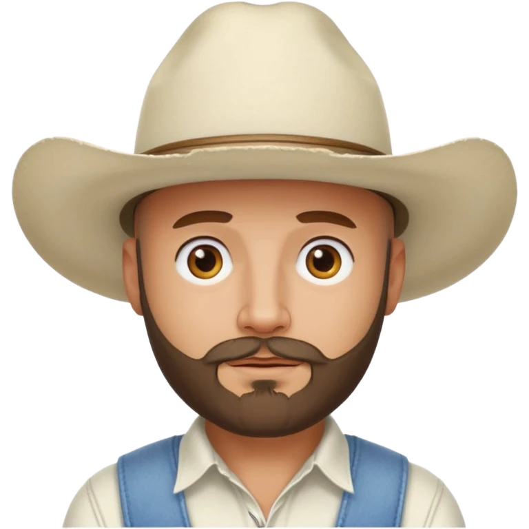 bald man with beard wearing white cowboy hat emoji