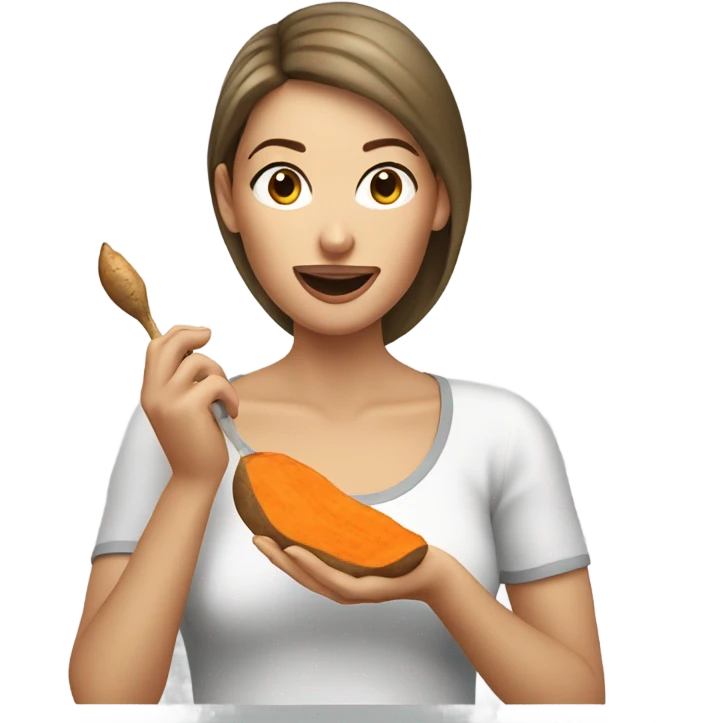 Caucasian women eating sweet potato  emoji