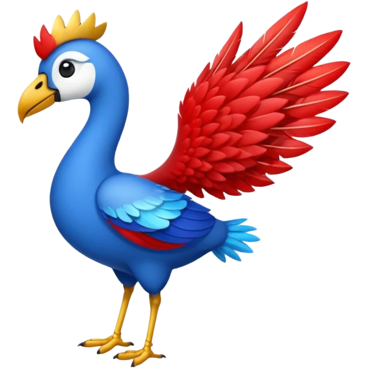 beija-flor com pluma toda azul e apenas o pé vermelho emoji