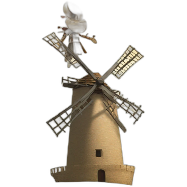 don quixote lifted up into the air by windmill emoji