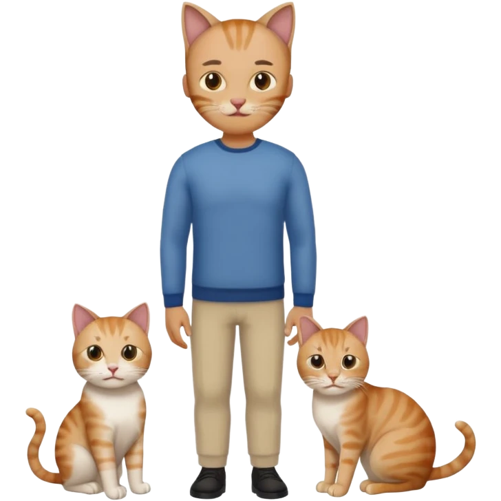 a single entity, head of a human man, fullbody cat  emoji