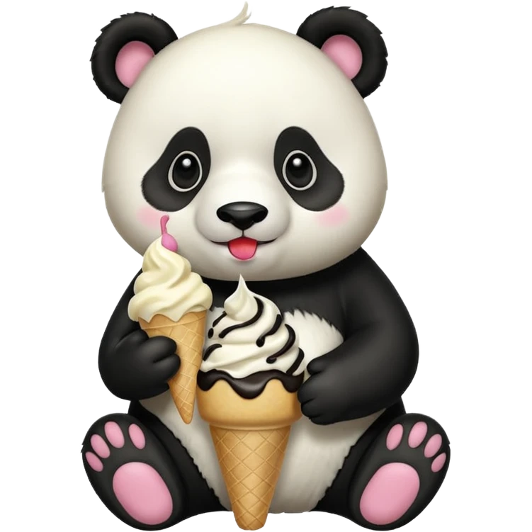 Panda eating ice cream emoji