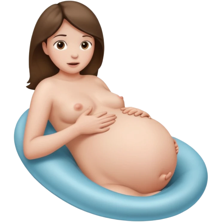 a sexy nude pregnant woman giving birth and masturbating emoji