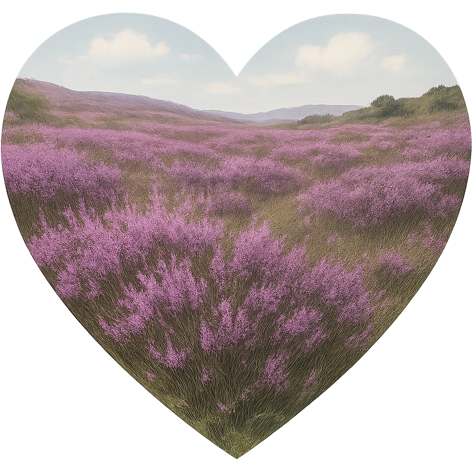 heart with a wild heather moor, clean digital illustration, no background emoji