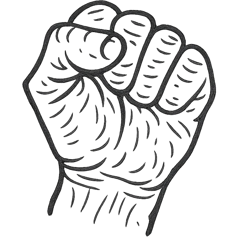 an elderly wrinkled white fist, hand-drawn sketch style emoji