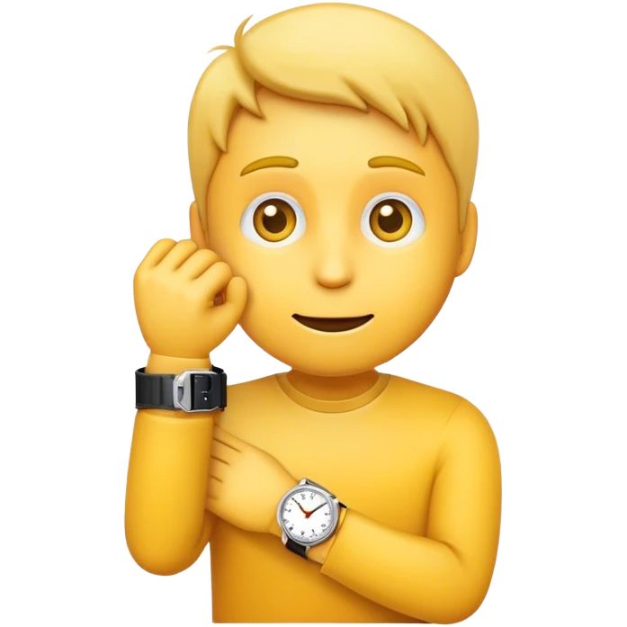 A normal yellow emogi looking at his watch as he expexticc someone who is late emoji