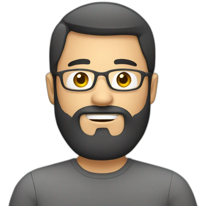 A bearded Asian man with laptop emoji