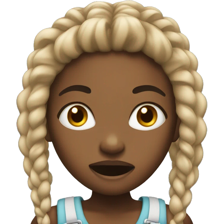 Black girl with black and blond braids yelling  emoji