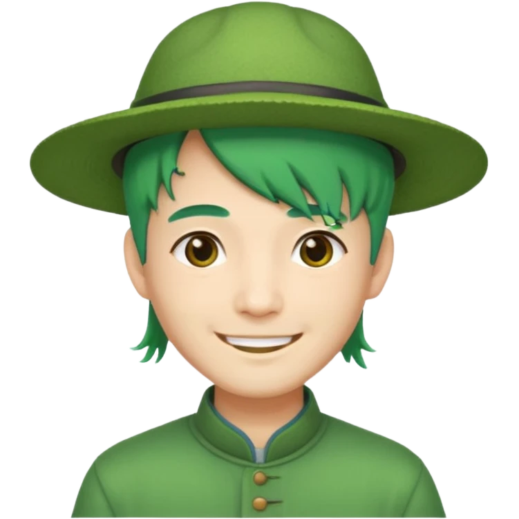 chinese man green haired and hat emoji