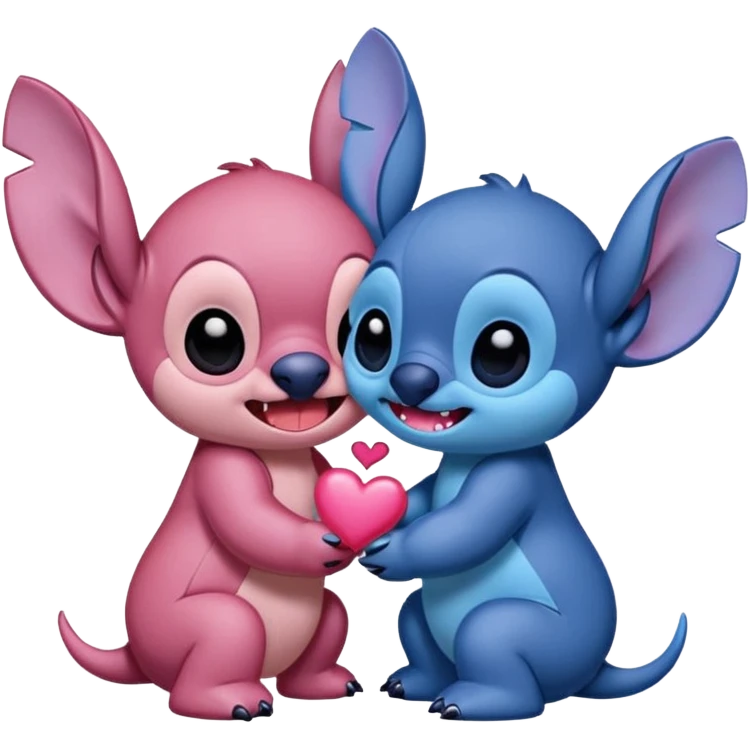 Puedes crear un Match de Stitch (azul y rosada) por separado simulando que se dan un beso, tipo sticker OS phone emoji