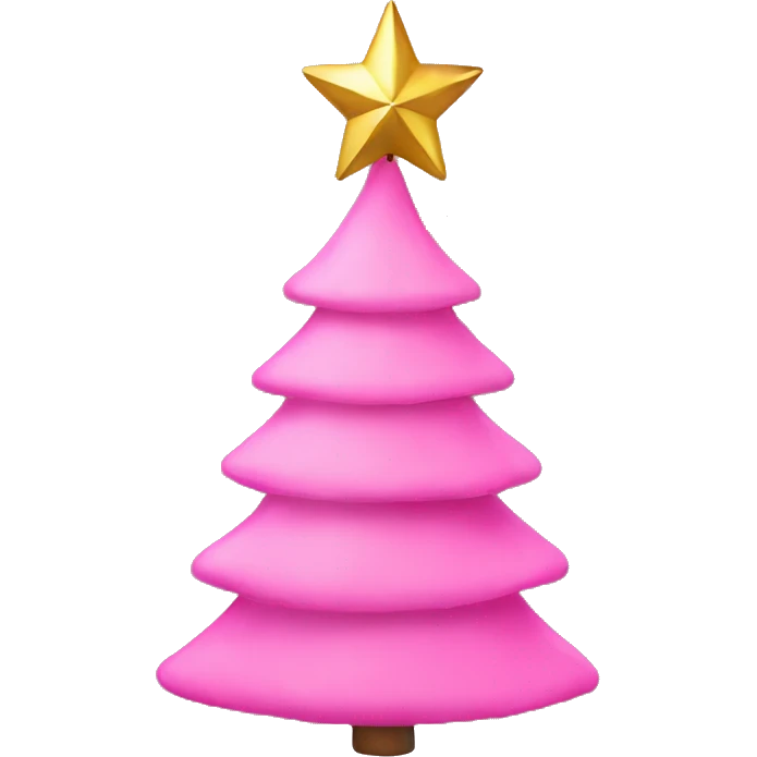 Pink Christmas tree with golden star emoji