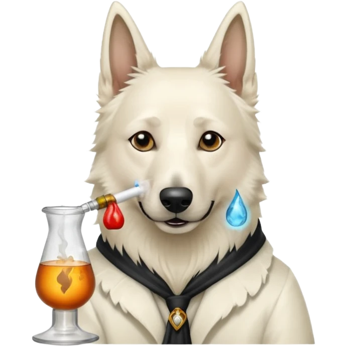 White belgian Shepard smoke weed bong emoji