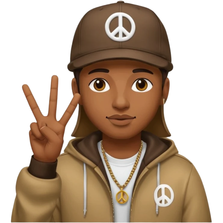 rapper emoji, throwing up peace sign, wearing a cap emoji