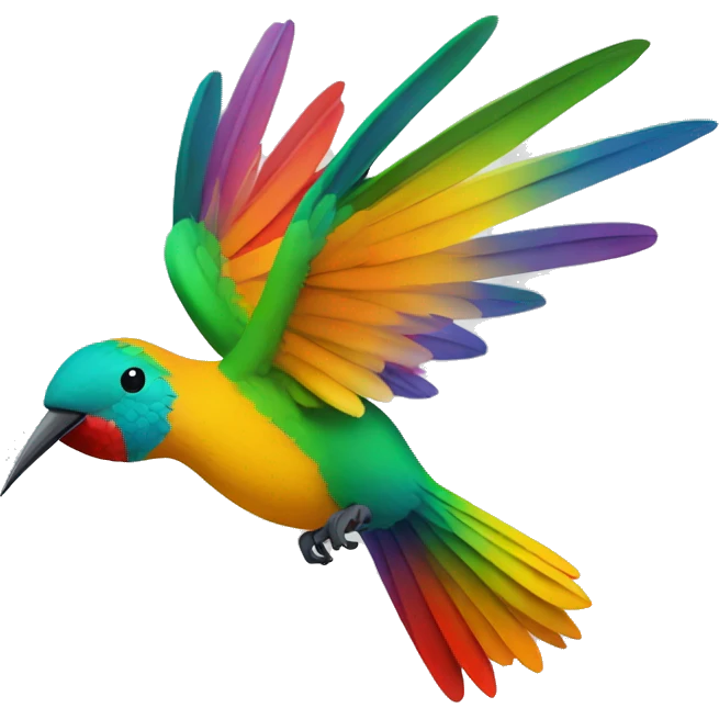 Colibrí de colores volando colorful emoji