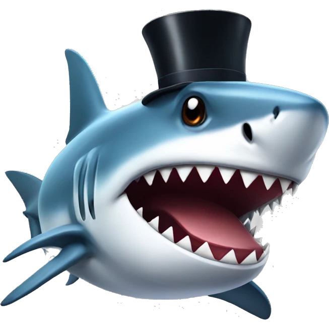 Shark with a top hat emoji