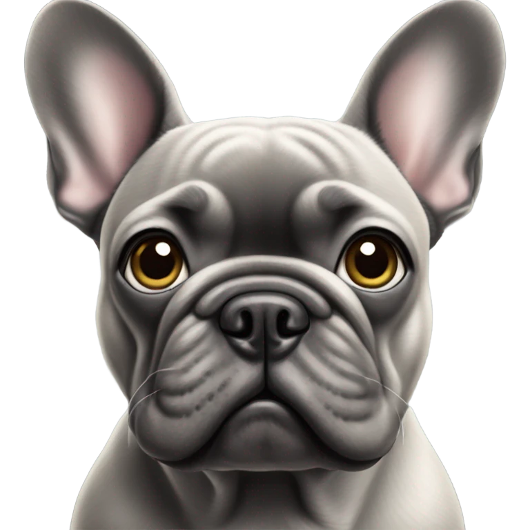 realistic gray French boldog staring at viewer emoji