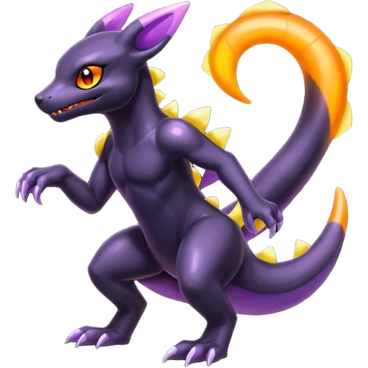 Shiny Iridescent Dusknoir-Salandit-Umbreon-Fakémon-hybrid-creature (full body)  emoji