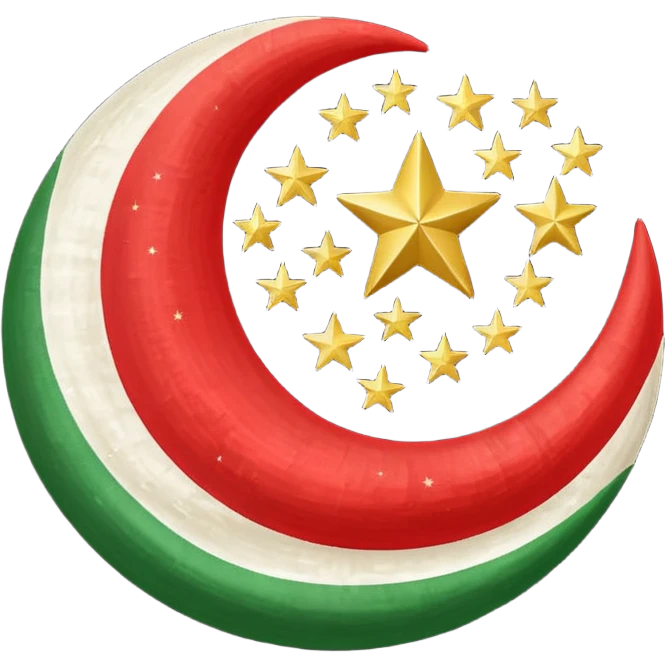 A flag emoji red white green in center islamic golden moon suronded by star circulary emoji