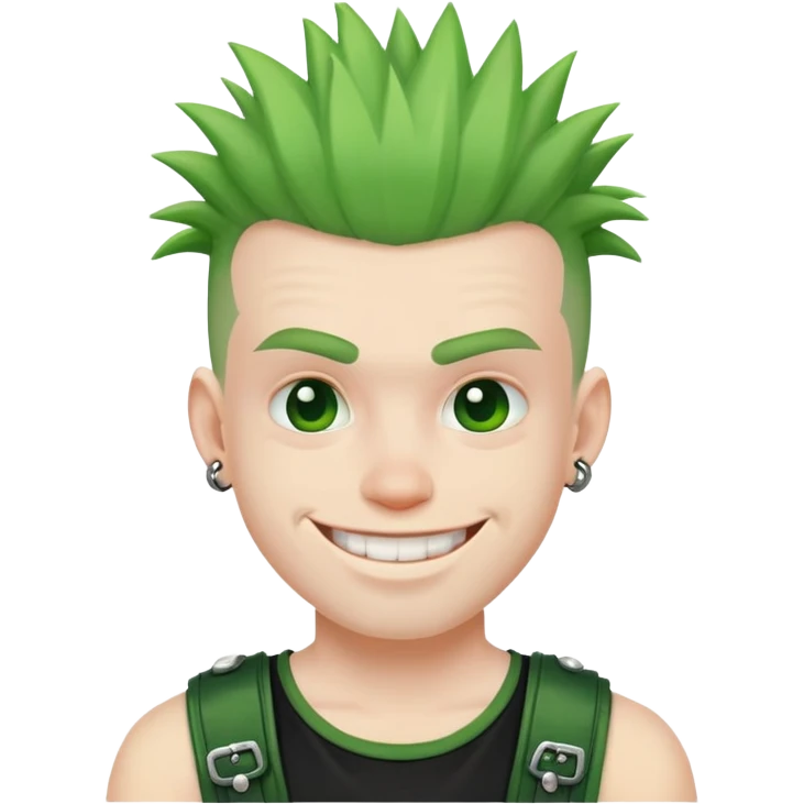 smiling punk guy with green irochese emoji