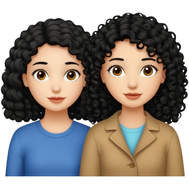 a pretty bratz fair girl with curly black hair with another girl bestfriend. Seconc girl has straight hair and is tan emoji