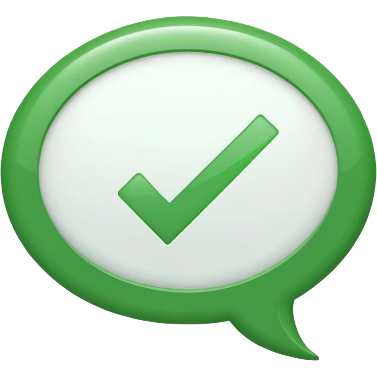 white speech bubble emoji containing green check mark emoji