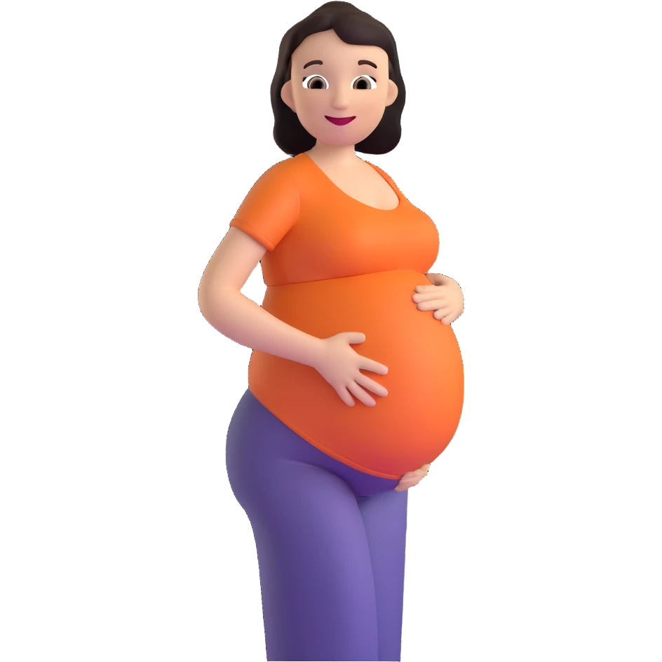 pregnant woman in second trimester looking happy emoji