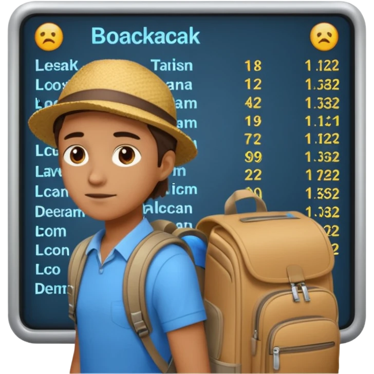 Traveler character with Looking toward a departure board  emoji