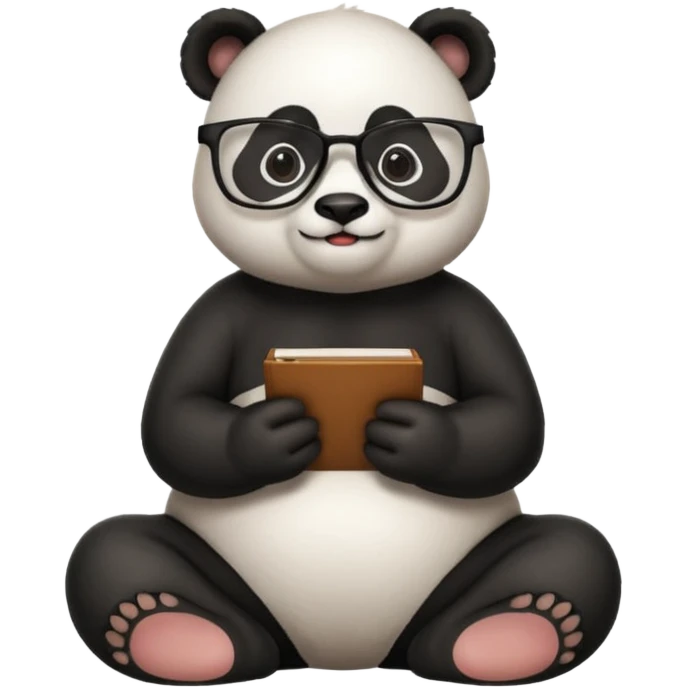 panda sit alone with glasses full body emoji