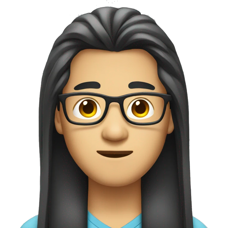 asian guy with very long straight hair and glasses emoji