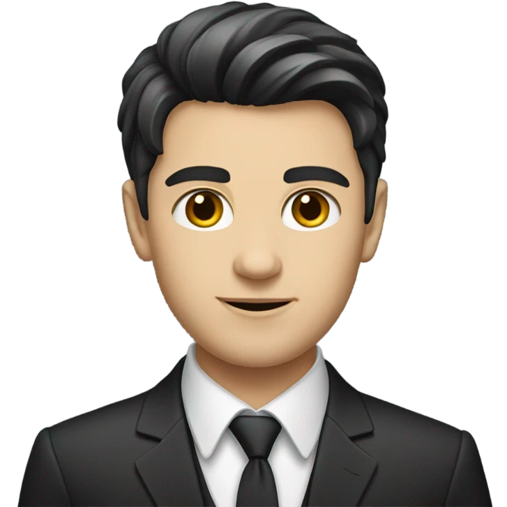 young white man with suit dark hair emoji