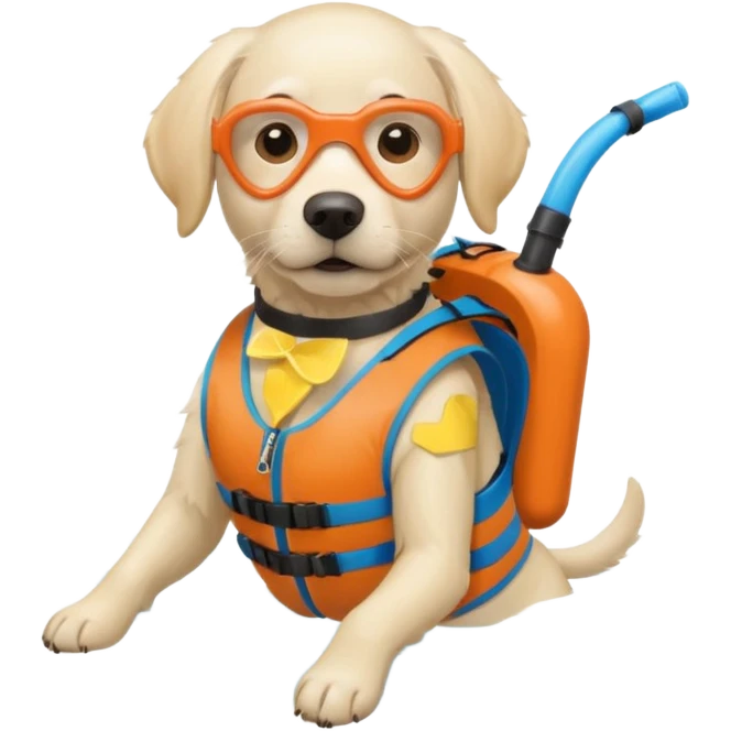 White labrador with snorkel and and swimmers vest emoji