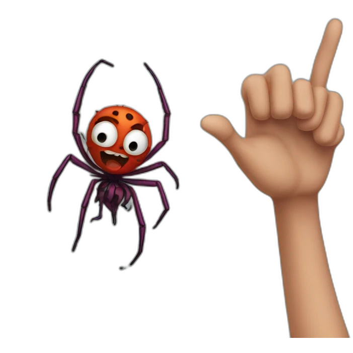 Two spiders man point finger emoji