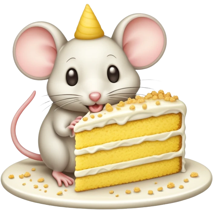 mouse eating yellow cake emoji