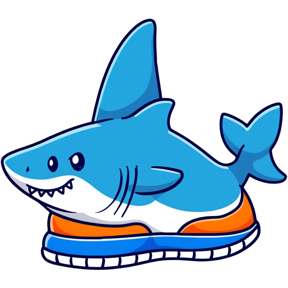 A shark with blue nike shoes emoji
