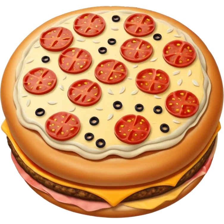  A burger with pepperoni and cheese toppings and cheese pizza  emoji