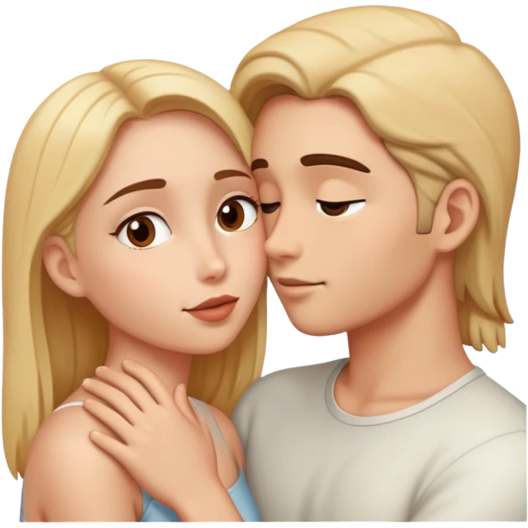 Two people sharing a secret, intimate moment of trust emoji