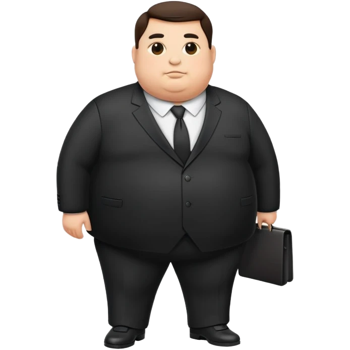 photorealistic full-length fat official in a black suit emoji