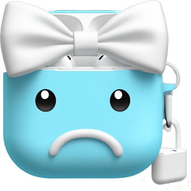 Light blue AirPod pros case with white bow emoji