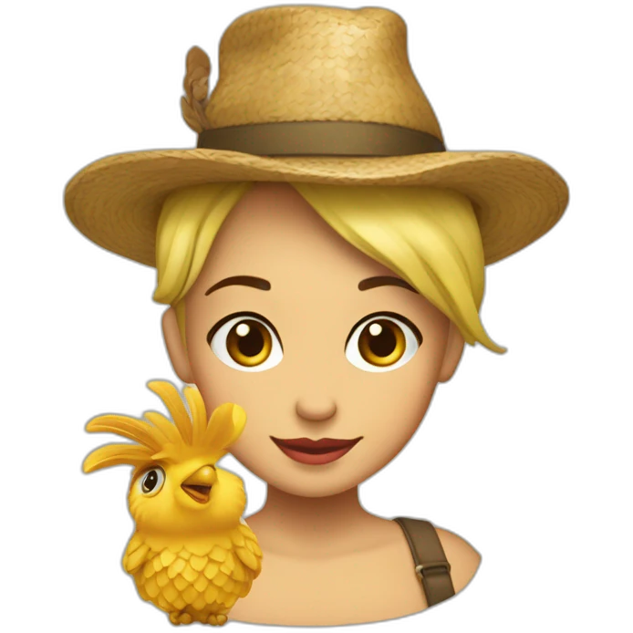 Uma galinha de chapéu emoji